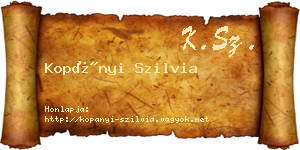 Kopányi Szilvia névjegykártya