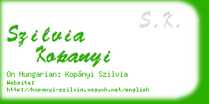 szilvia kopanyi business card